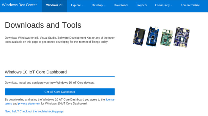 Windows10iot-panel de control