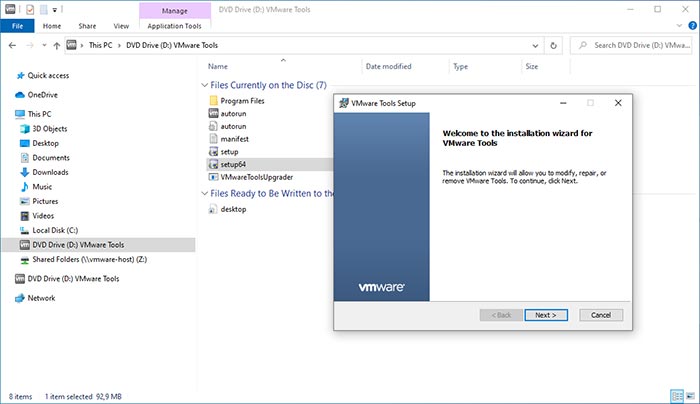 Compartir con Vm Configuración de herramientas de Vmware