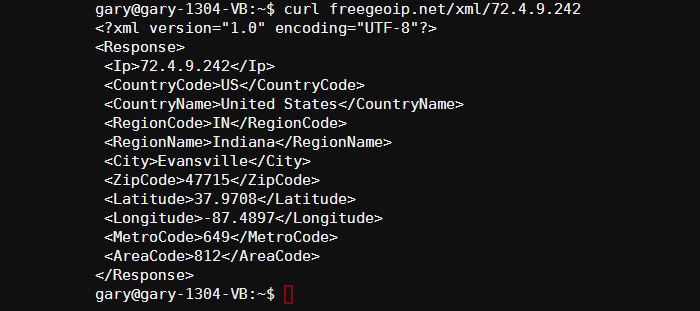 búsquedas de geolocalización con la API freegeoip