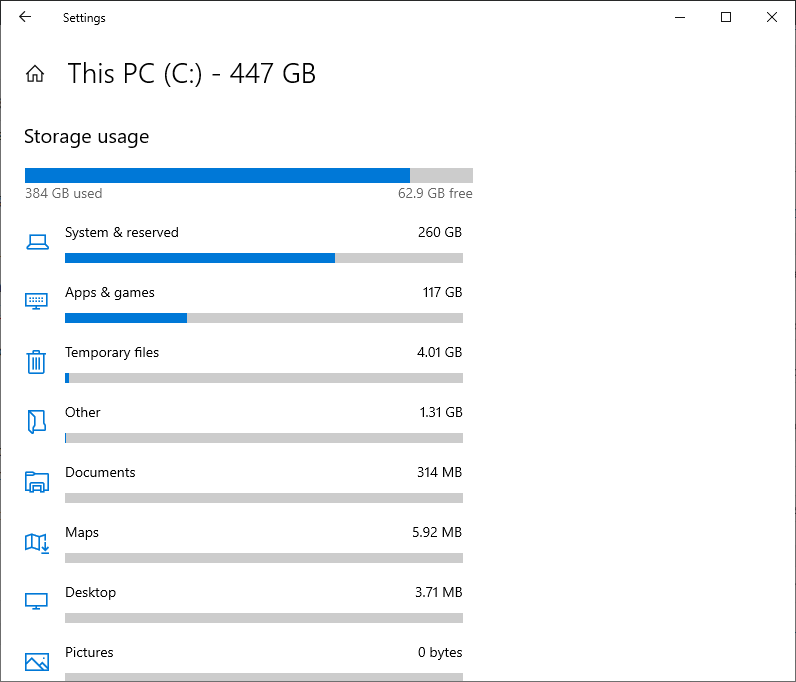 Herramienta de Windows de analizadores de espacio en disco