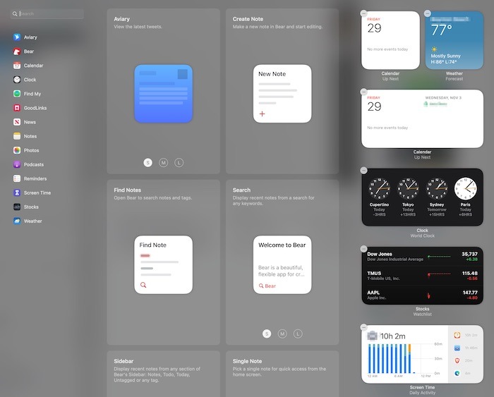 Personalizar widgets de Mac Monterey