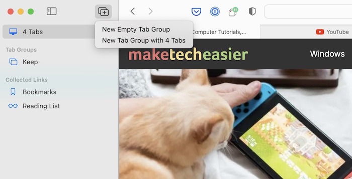 Personalizar grupos de pestañas de Mac Monterey Safari