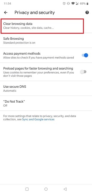Cómo habilitar las cookies Navegador Android Chrome Borrar datos de navegación