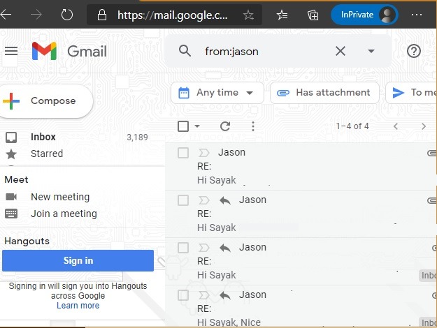 Ordenar filtros de Gmail Nombre Remitente