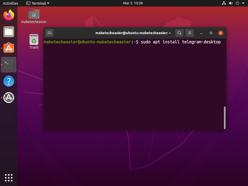 Telegrama Linux Ubuntu Terminal