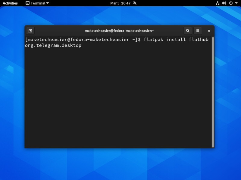 Telegrama Linux Fedora Flatpak