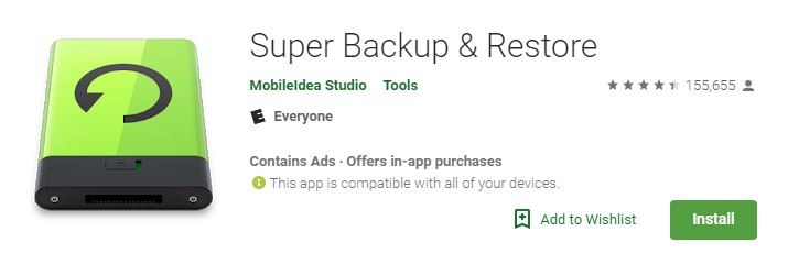 Aplicaciones de copia de seguridad de Android Super Backup