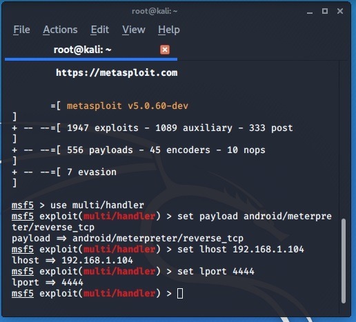 Acceder a Android Kali Linux Multihandler
