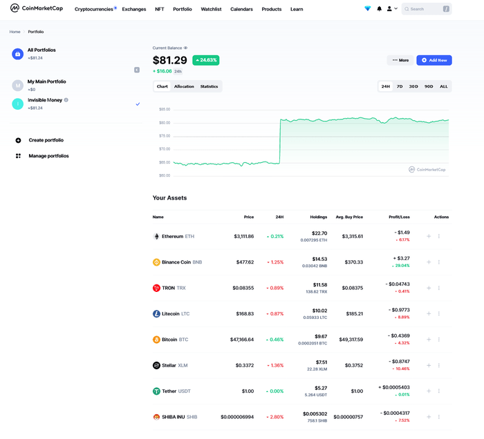 Cartera Coinmarketcap 1