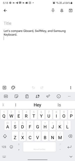 Interfaz de la fila superior del teclado Gboard Vs Swiftkey Vs Samsung