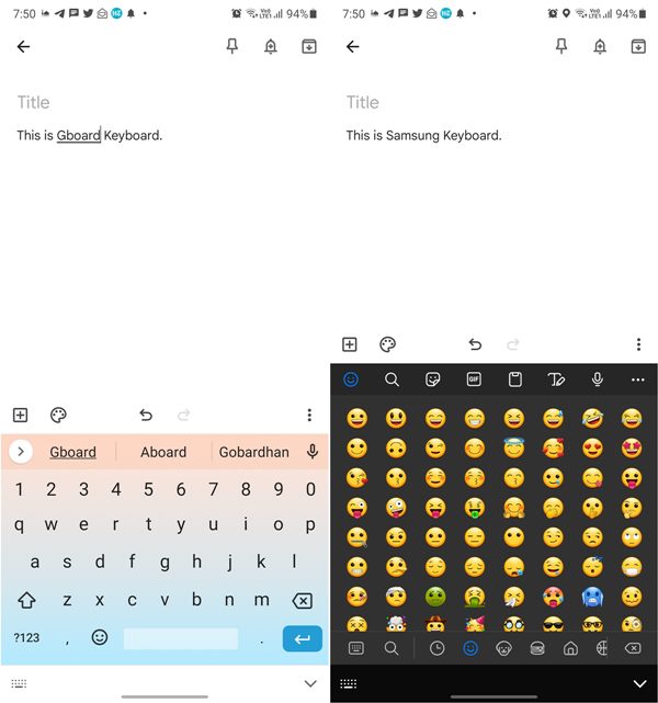 Botón Gboard Vs Swiftkey Vs Samsung Keyboard Emojis