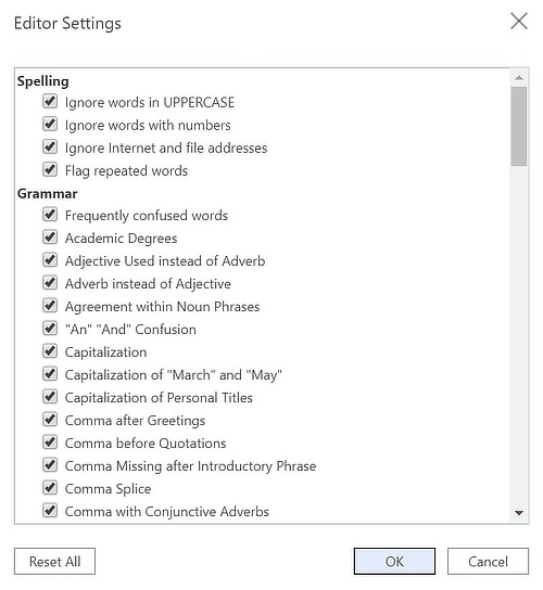 Configuración de Grammarly Vs. Microsoft Editor