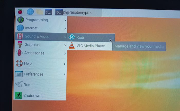 Kodi ahora aparecerá en el menú principal de Raspberry Pi.
