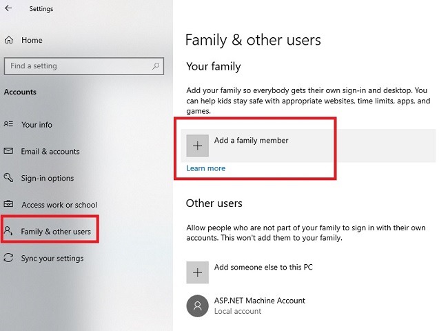 Cómo configurar las funciones de seguridad familiar de Microsoft en la familia Windows 10