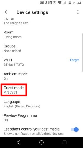 Invitado Wi-Fi de Chromecast