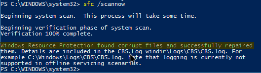 win10-fix-corrupted-system-files-sfc-repair-complete