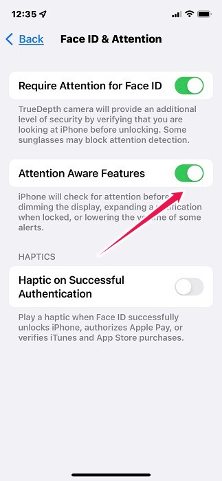 Mantenga la pantalla encendida cuando la mire Funciones de atención de Iphone