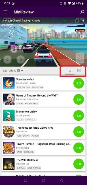 Encuentra nuevos juegos en Android Minireview Vistas