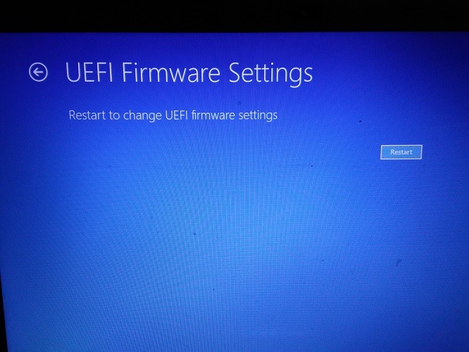 Configuración de firmware Uefi Reinicio de Windows 10