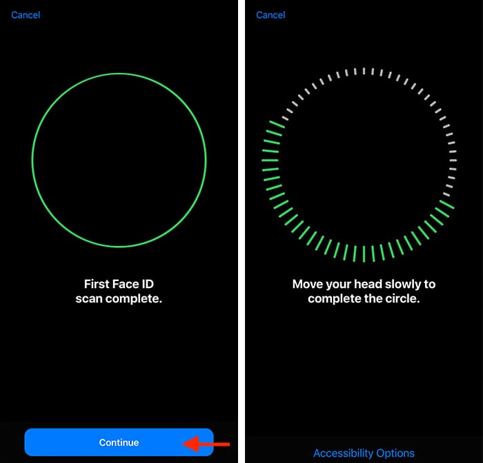 Guía de configuración de Face Id Iphone Segundo escaneo