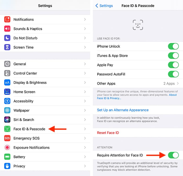 Face Id Iphone Apagado Requiere función de atención