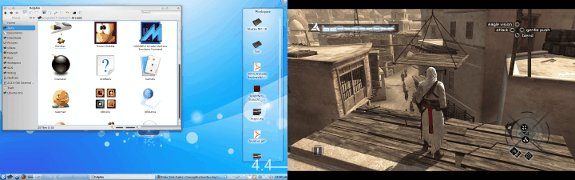 Assassin's Creed en Wine en un sistema Linux de dos monitores