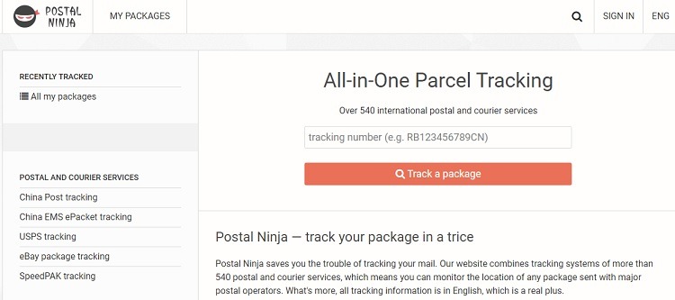 Cómo rastrear fácilmente un paquete en línea Postal Ninja