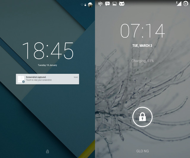 Lollipop vs Kitkat - Pantalla de bloqueo