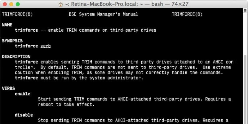 Cómo habilitar TRIM para SSD de terceros en Mac