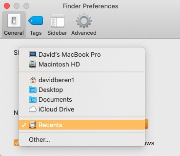 Mejor carpeta predeterminada de preferencias de Mac Finder