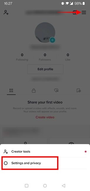 Configuración de control parental de Tiktok Privacidad