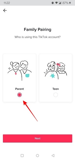 Cuenta de padres de control parental de Tiktok