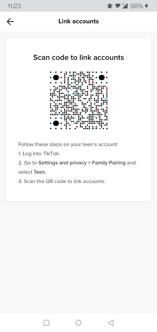 Controles parentales de Tiktok Código Qr para padres