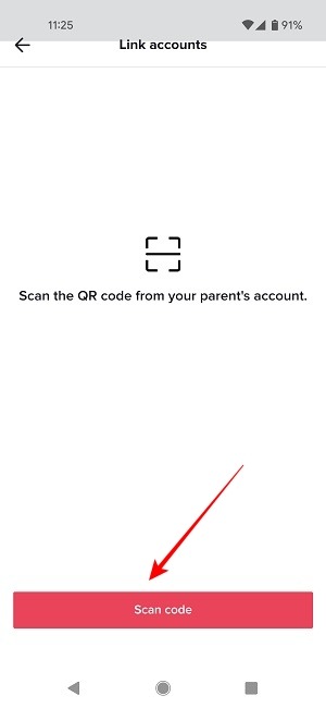 Tiktok Controles parentales Código de escaneo Cuenta infantil