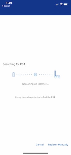 Transmisión de juegos de Ps4 Dispositivos iOS Registro manual