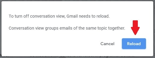 Cómo deshabilitar el botón de recarga de la vista de conversación de Gmail