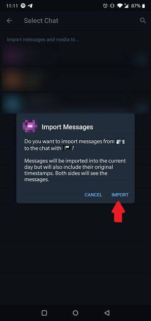 Cómo importar datos de importación de Telegram del historial de Whatsapp