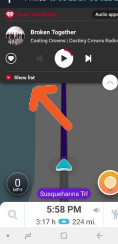 mapas-reproductor de audio-waze-show-list