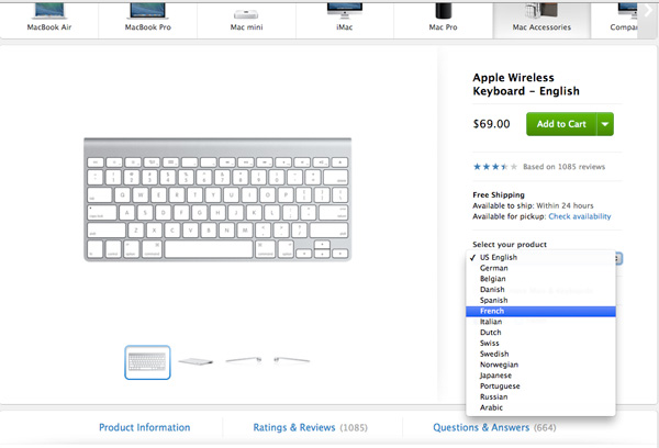 Puede comprar un nuevo teclado inalámbrico en el sitio web de Apple con su propia fuente de entrada de idioma de teclado.