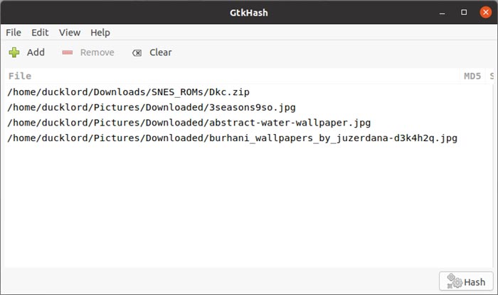 Comprobar hashes con archivos abiertos Gtkhash