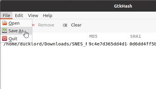 Comprobar hashes con Gtkhash Guardar hashes