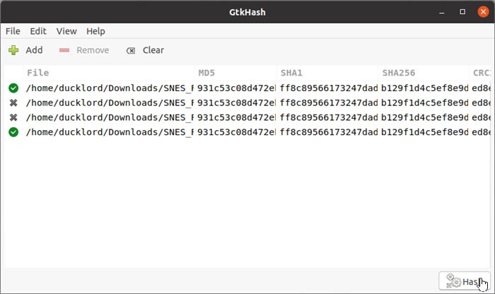 Comprobar hashes con Gtkhash comparado con fallo de hash