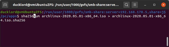 Comprobar hashes con Gtkhash Terminal Hash para archivar