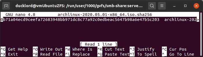 Comprobar hashes con Gtkhash Terminal Hash Txt