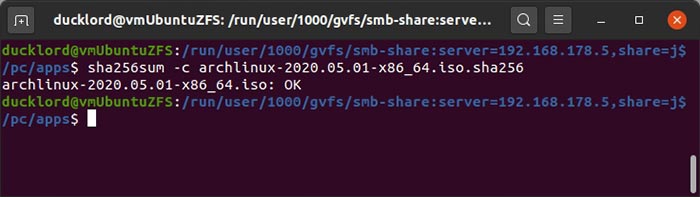 Comprobar hashes con Gtkhash Terminal Hash Check