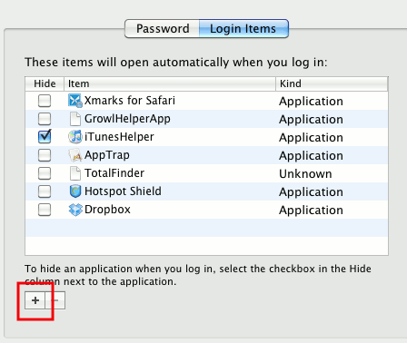 elementos de inicio de dropbox-mac