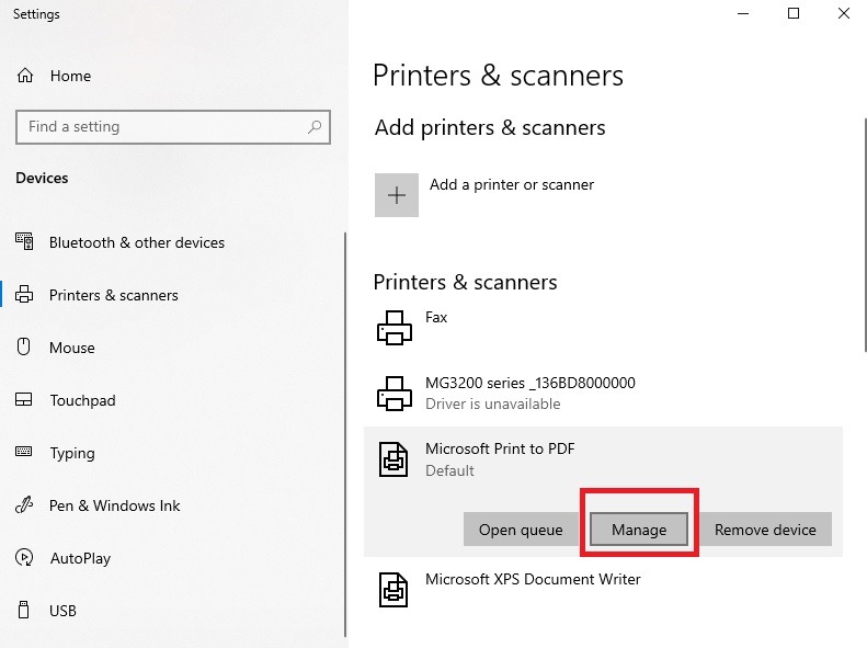 Cómo configurar una administración de impresora predeterminada de Windows 10
