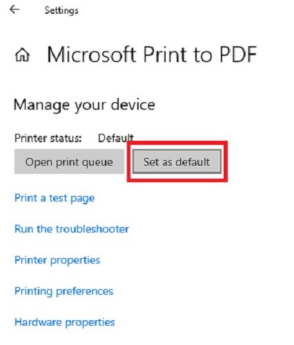 Cómo configurar un valor predeterminado de impresora predeterminado de Windows 10