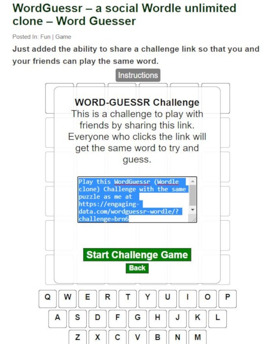 Juego de palabras Word Guessr Challenge