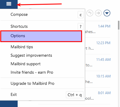 configuración de mailbird